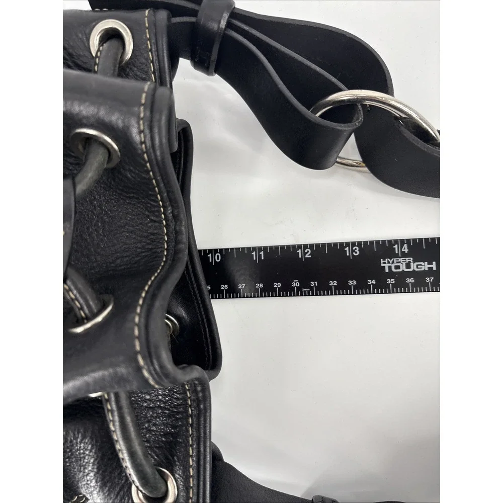 Dooney Bourke Vintage Black Pebble Leather Drawstring Bucket Shoulder Bag Purse